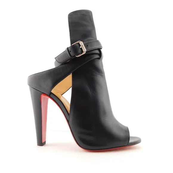 Unworn CHRISTIAN LOUBOUTIN Black Bootie Heels 37.5 - Picture 3 of 13